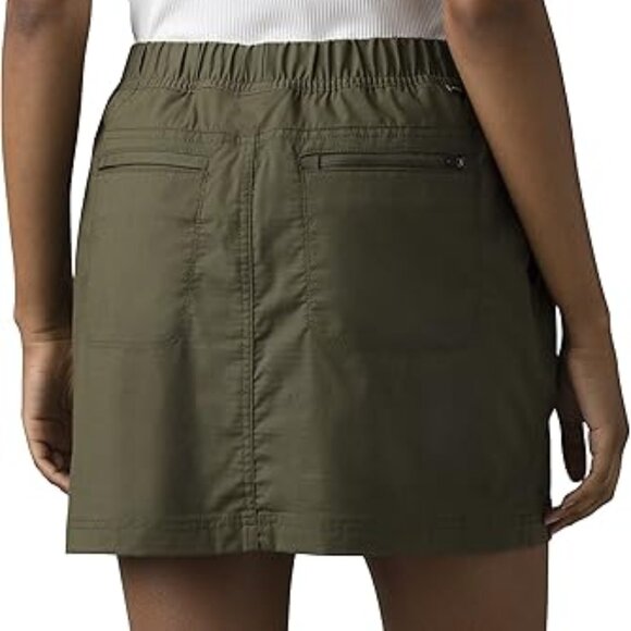 NEW Prana Cargo Olive Double Peak Pull On Elastic Waist Skirt Shorts Skort 2 NWT - Picture 3 of 5